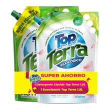 Detergente liquido TOP TERRA x1800 ml + suavizante x1500 ml