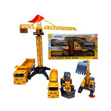 Set x4 Carros Constructores con Grua de Rotacion 360° en Plastico 2844