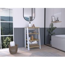 Gabinete de Baño Aqua Pequeño, Blanco Vainilla y Cafe Claro, Con Variedad De Entrepaños