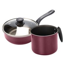 Set UNIVERSAL jarro lechero + perol  tapa de vidrio 16 cm