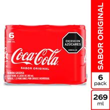 Gaseosa COCA COLA original x6 unds 269 ml c/u