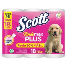 Papel higiénico SCOTT rinde max pague 16 lleve 18 x36 metros c/u
