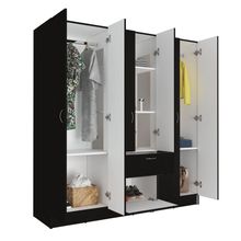 Closet Adira, Wengue y Blanco, con dos tubos cromados y seis puertas batientes ZF