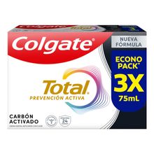 Crema dental COLGATE total 12 carbón activado 3 unds x75 ml c/u