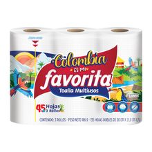 Toallas de cocina FAVORITA 3 rollos x45 hojas c/u