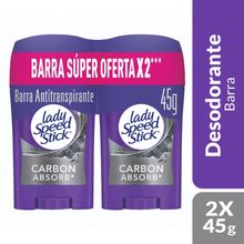 Desodorante LADY SPEED STICK carbon absorb 2 unds x45 g  c/u