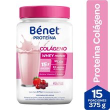 Proteína BÉNET whey frutos rojos colágeno x375 g