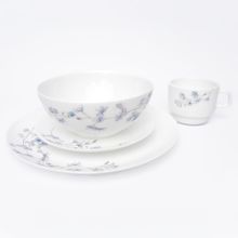 Vajilla en Vitroceramica Luna Round Blanco Lila 16 Piezas