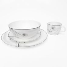 Vajilla en Vitroceramica Luna Round Blanco Negro 16 Piezas
