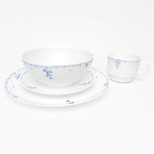 Vajilla en Vitroceramica Luna Round Blanco Azul 16 Piezas