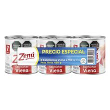Salchicha ZENÚ viena 3 unds x100 g c/u precio especial