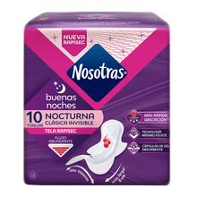 Toallas higiénicas NOSOTRAS buenas noches invisibles rapi gel x10 unds