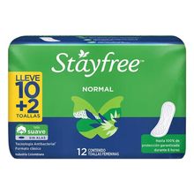 Toallas higiénicas STAYFREE especial sin alas pague 10 lleve 12 unds