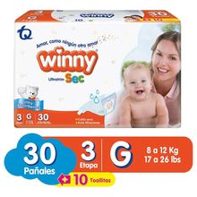 Pañal WINNY sec etapa 3 x30 unds gratis toallitas