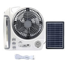 Ventilador 6 En 1 Con Panel Solar Radio Y Linterna Recargable N283