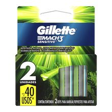 Repuesto para máquina de afeitar GILLETTE mach3 sensitive x2 unds