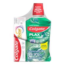 Enjuague bucal COLGATE plax ice glacial x500 ml + crema dental x75 ml