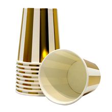 Vaso MOMENTY rayas dorado x10 unds JARH0147
