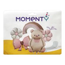 Globos MOMENTY oso-moño-flor-arcoiris x5 unds JAR