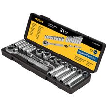 Juego de Copas Pretul Cuadro 3/8" 21 Piezas