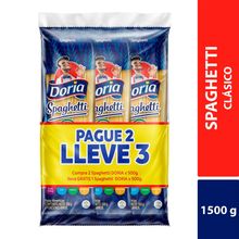 Pasta DORIA spaghetti pague 2 lleve 3 x500 g c/u