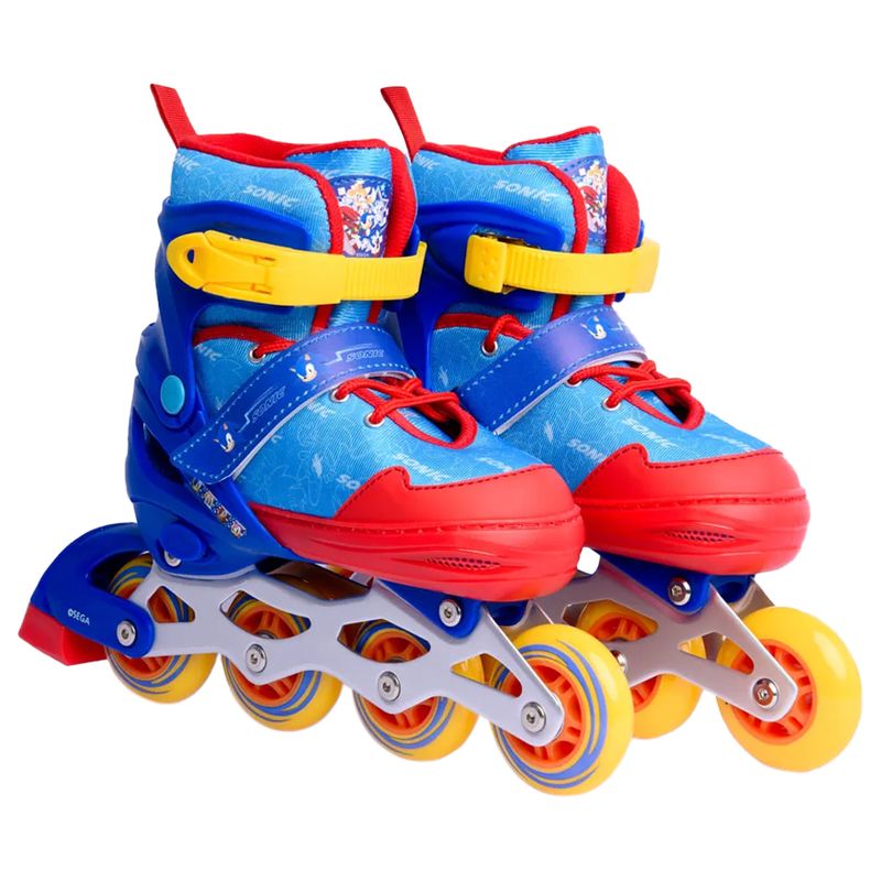 Patines-en-Linea-Aluminio-Azul-Rojo-Ajustables-35-38-Sonic