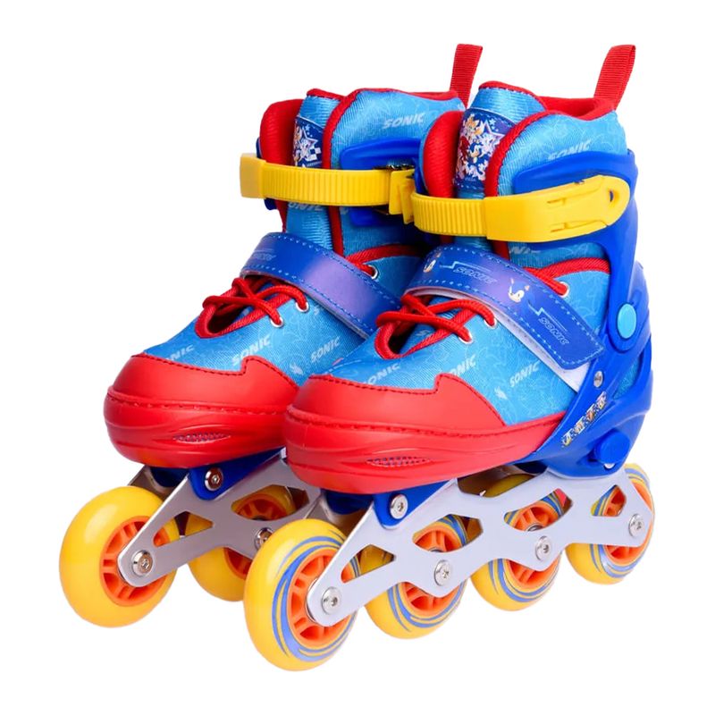 Patines-en-Linea-Aluminio-Azul-Rojo-Ajustables-35-38-Sonic-2