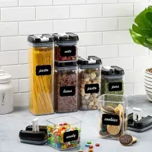 Organizador Frasco Hermetico Cocina  Recipiente 7 Pcs Color Negro A-552