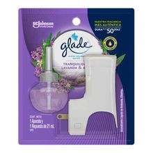 Ambientador GLADE plugins aceite x21 ml + unidad decorativa lavanda aloe