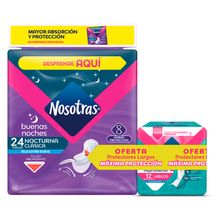 Toalla NOSOTRAS buenas noches 24 unds +protectores x12 unds