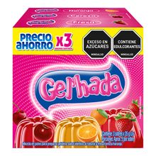 Gelatina GEL'HADA fresa cereza y naranja 3 unds x35 g c/u