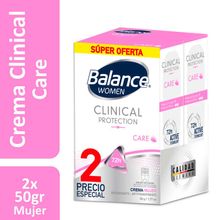 Desodorante BALANCE clinical mujer 2 unds x50 g c/u