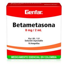 Betametasona GENFAR inyección 8mg 10 ampollas x2 ml