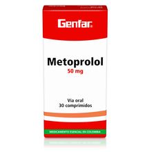 Metoprolol GENFAR tartrato 50 mg x30 tabletas
