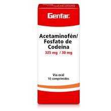 Acetaminofén + fostato de codeína 325 mg GENFAR x10 tabletas