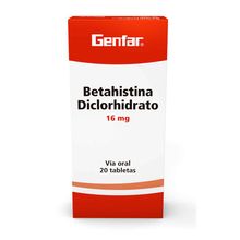 Betahistina GENFAR diclorhidrato 16 mg x20 tabletas
