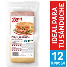 Practi sanduche ZENU jamón + queso doy pack x440 g