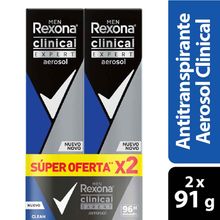 Desodorante REXONA clinical export aerosol 2 unds x91 g c/u