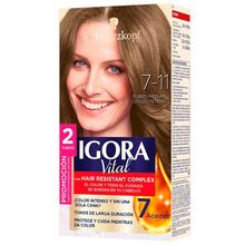 Tinte IGORA vital rubio medio cenizo intenso 2 tubos N.° 7.11