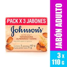 Jabón JOHNSON & JOHNSON almendras y avena 3 unds x110 g c/u