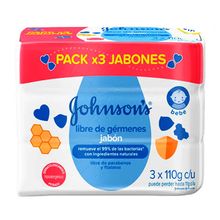 Jabón JOHNSON & JOHNSON baby libre germenes 3 unds x110 g