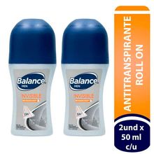 Desodorante BALANCE invisible men roll-on 2 unds x50 ml c/u