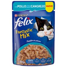 Alimento de gato FELIX fantastic mix de pollo y cangrejo x85 g