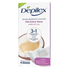 Bandas depilatorias DEPILEX piel extra seca aceite de coco x12 unds