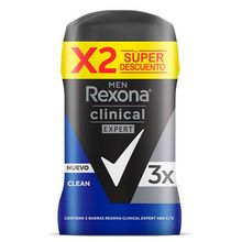 Desodorante REXONA clinical expert clean 2 unds x46 g Precio especial